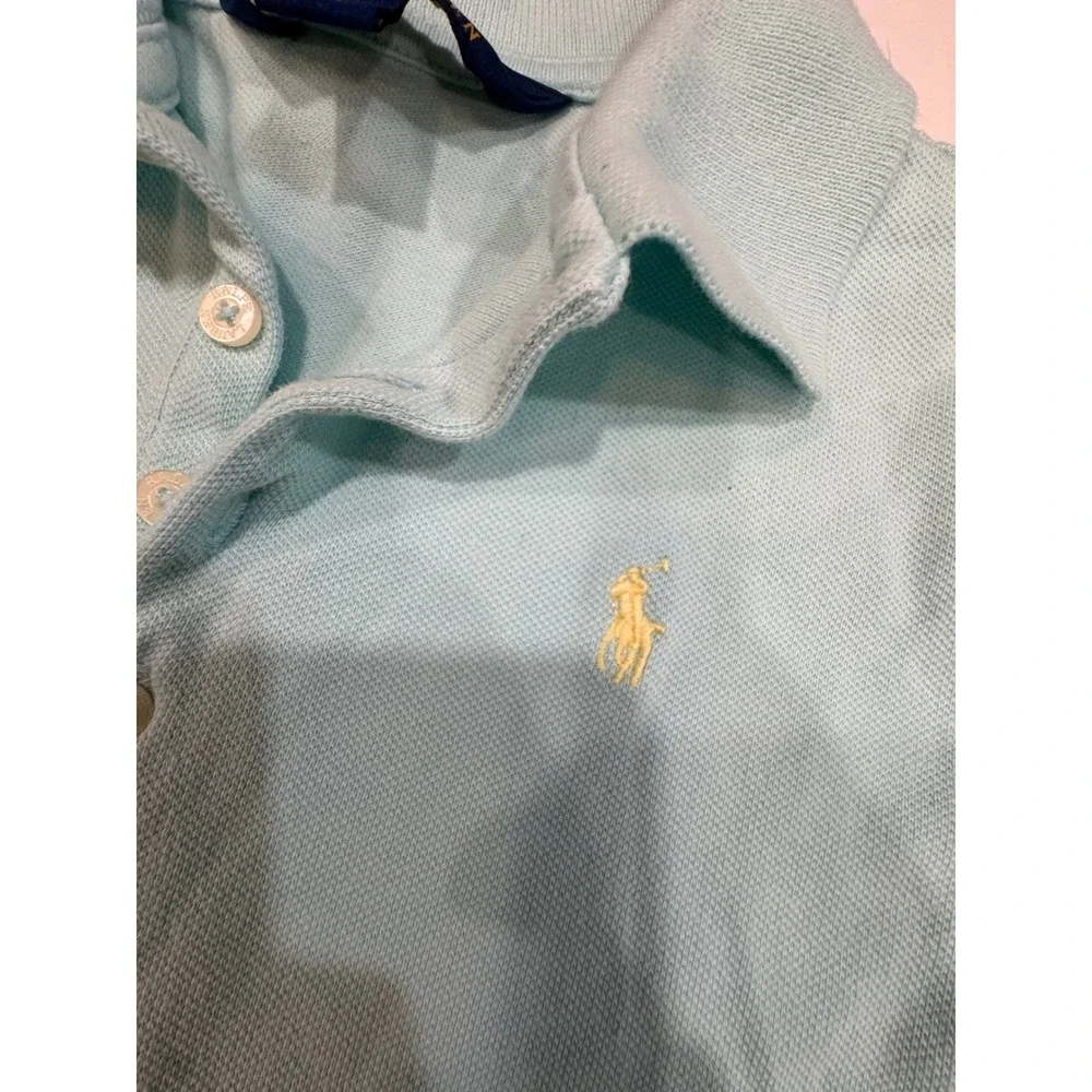 Polo Ralph Lauren Stretch Mesh Polo Dress Drop Waist Size 6X Light Turquoise